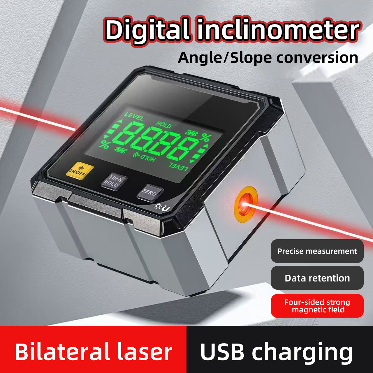 Magnetic Digital Angle Finder + Dual Laser Guide ⚡📐 360° Rechargeable  2nd Item 40% OFF 💥  • Today Only! ⏰