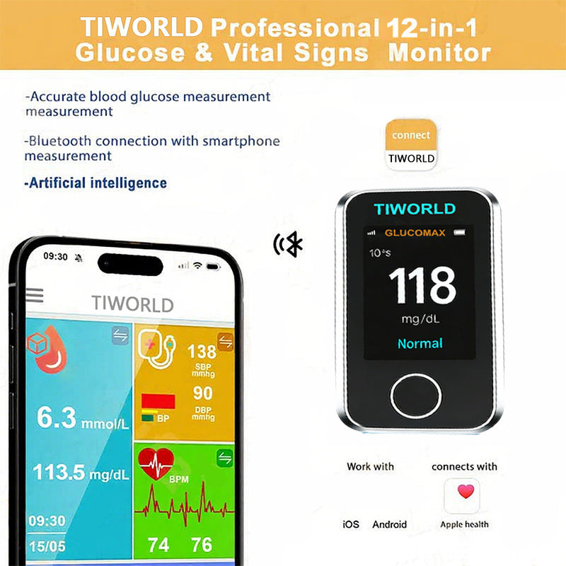 🔥Final 4 Hours : Only Limited Stock Left🏆TIWORLD™ Non-Invasive Blood Glucose Monitor – 5 Seconds 99% Accuracy （Mayo Clinic Recommended）