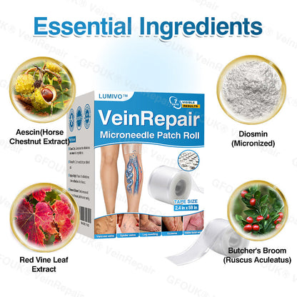 🇺🇸🏆✅️🏃LUMIVO™VeinRepair Microneedle Patch Roll⚡Instant Relief, Long-Term Results