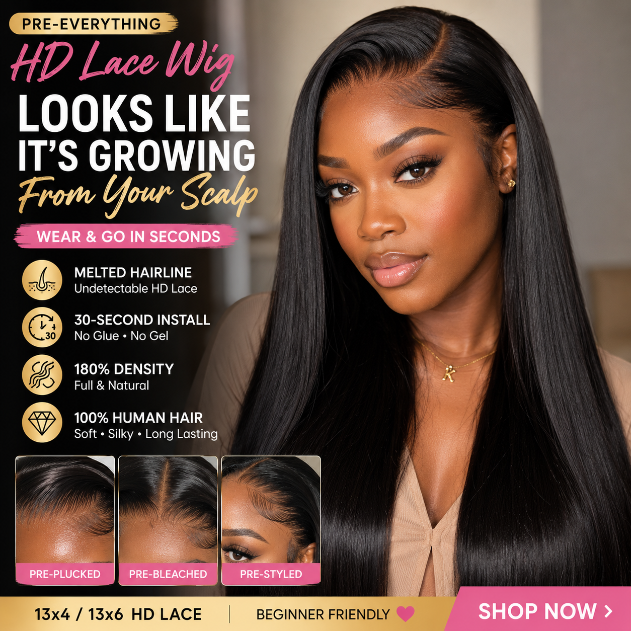 HD Lace Wear & Go Wig Melted Hairline Wig 30-Second Install Wig