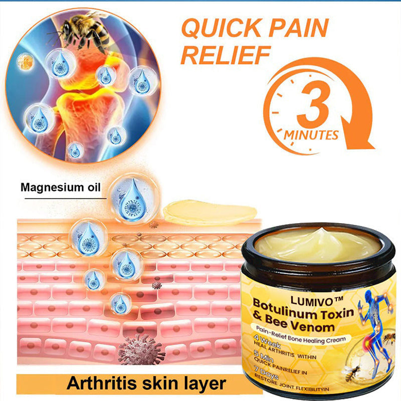 ⏰FLASH SALE: 59% OFF🔥LUMIVO™ Botulinum Toxin & Bee Venom Pain-Relief Bone Healing Cream